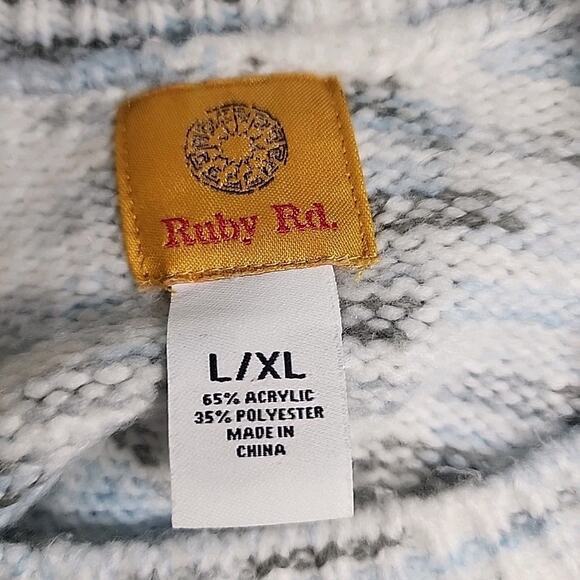 Ruby Rd Sweater Blue White Gray Oversized Excellent Condition L/XL - Picture 5 of 5